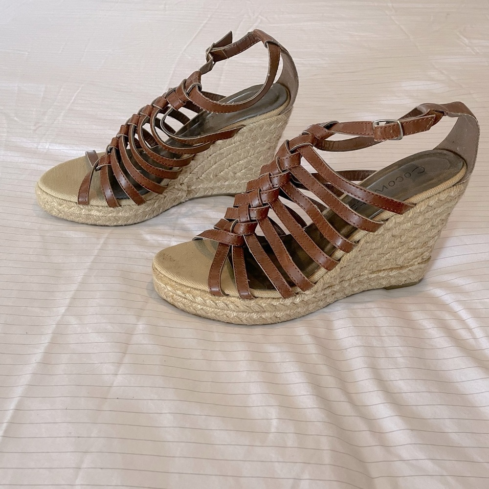 Coconuts by Matisse Celeste 2 strappy wedge espadrilles sandals - Brown (Size 9)